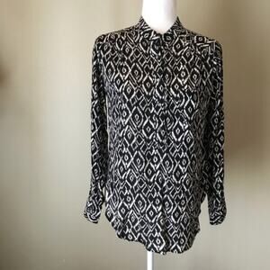 Renee C for Stitch Fix Eugene Print Long Sleeve Button Down Blouse Top New